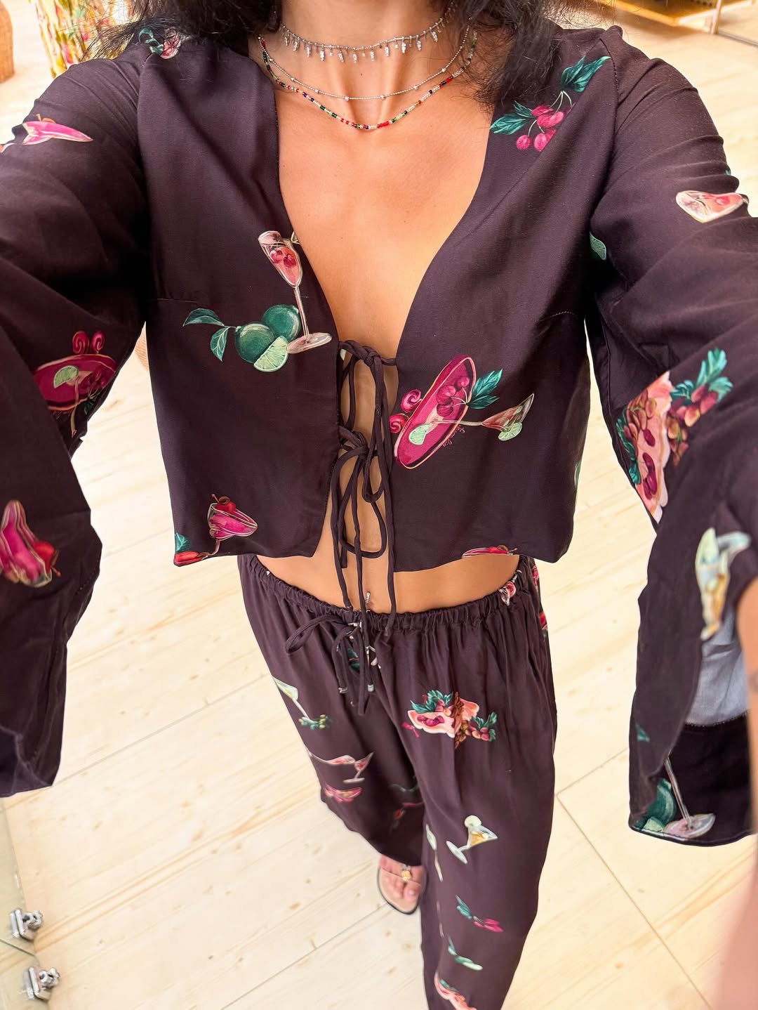 347141 | Conjunto Amarração Estampada Coquetel Tropical
