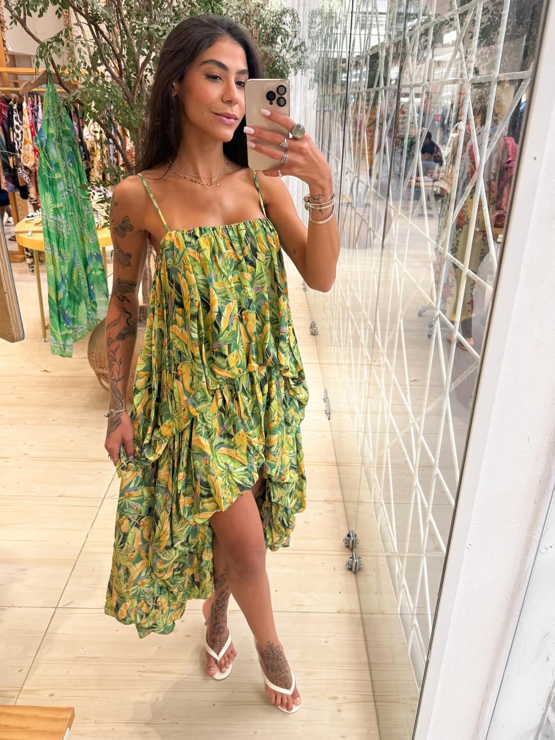 351901 | Vestido Mullet Estampado Floresta De Passarinho