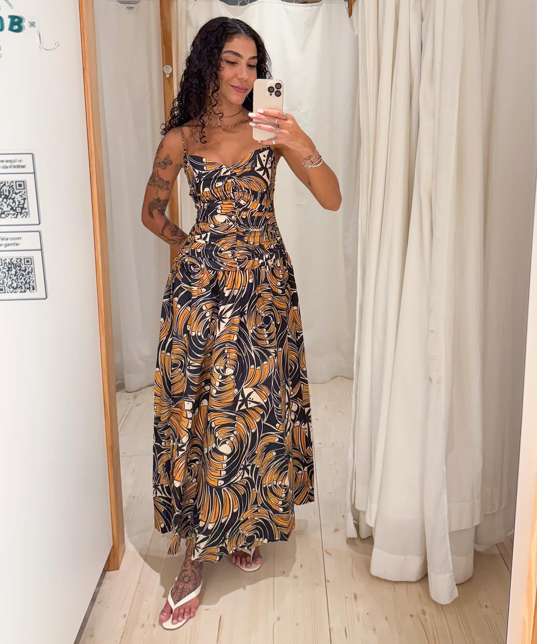 347951 | Vestido Longo Estampado Leque De Tucano