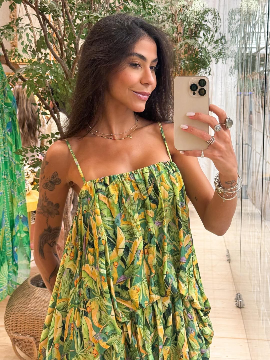 351901 | Vestido Mullet Estampado Floresta De Passarinho