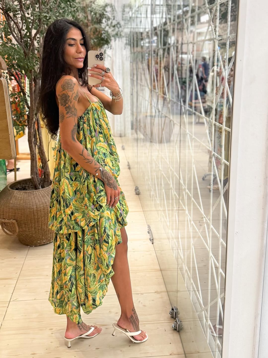 351901 | Vestido Mullet Estampado Floresta De Passarinho