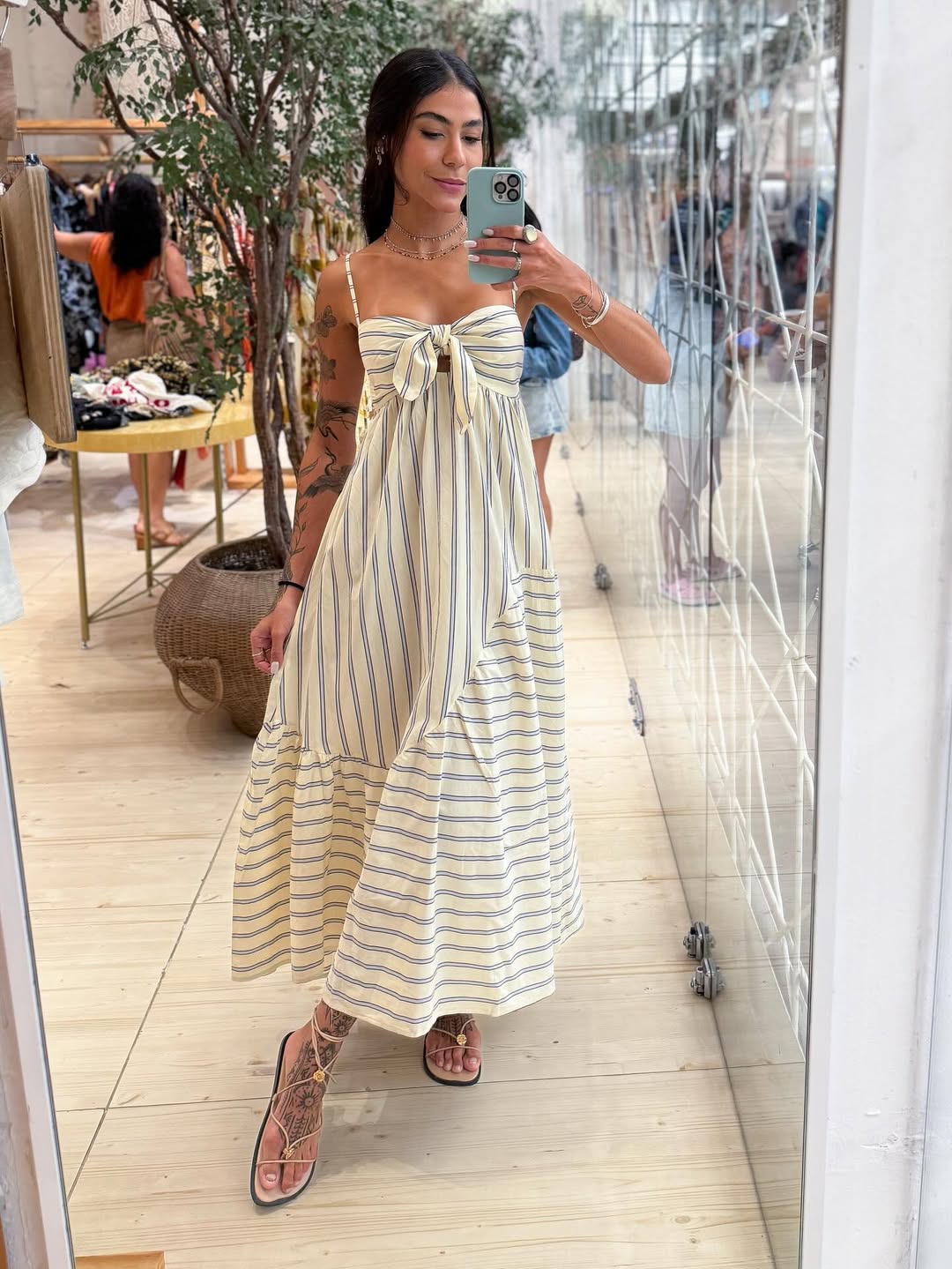 347862 | Vestido Longo Sem Alça Listra Alexia