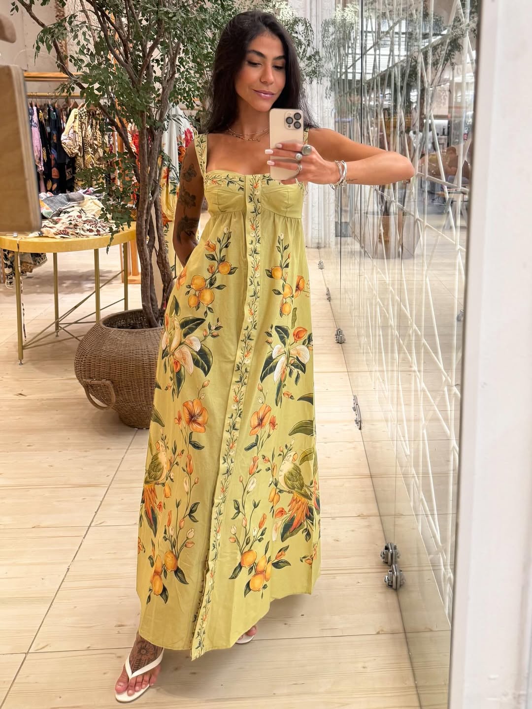 346337 | Vestido Longo Alça Estampado Bosque Chic