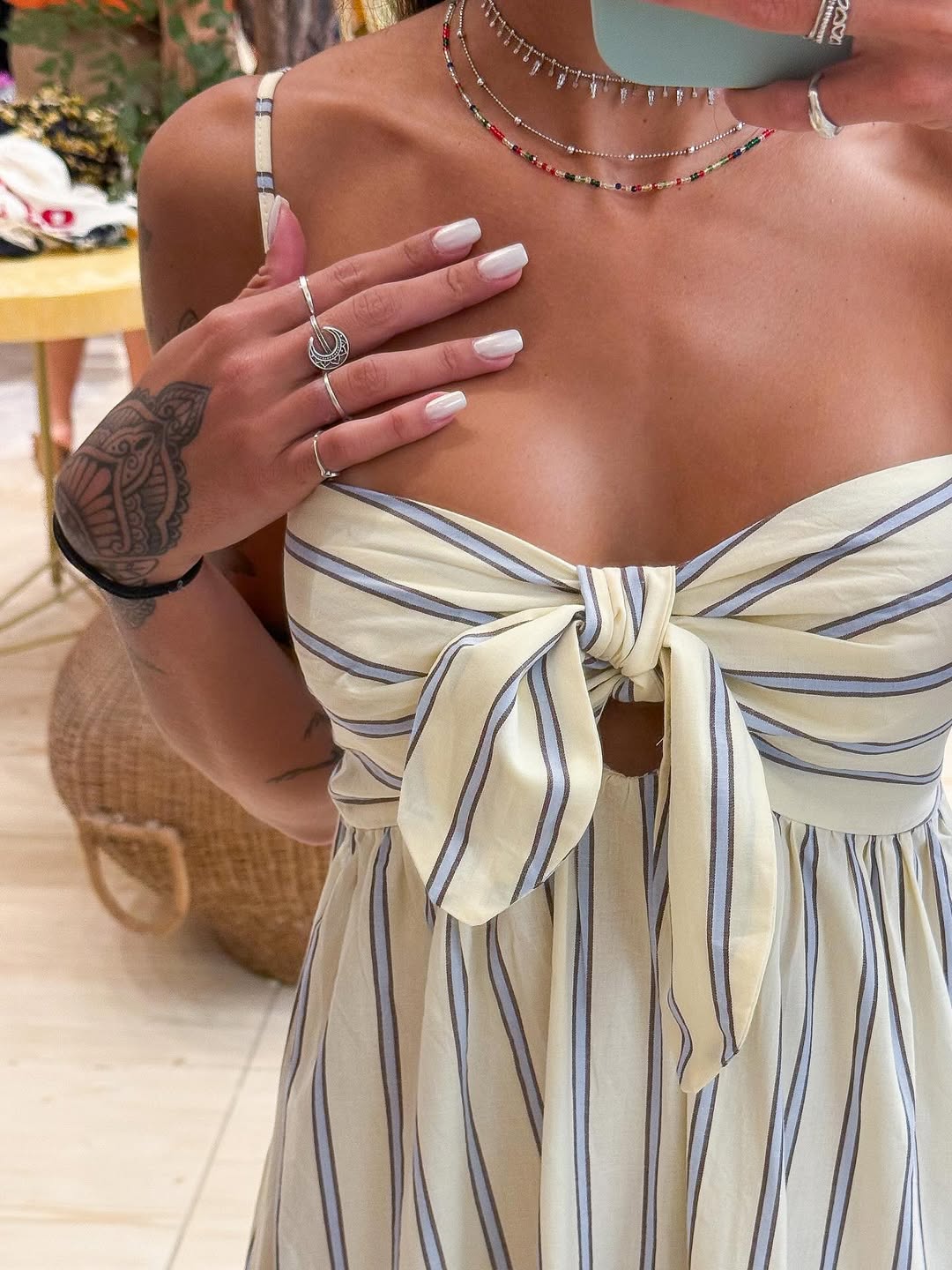 347862 | Vestido Longo Sem Alça Listra Alexia