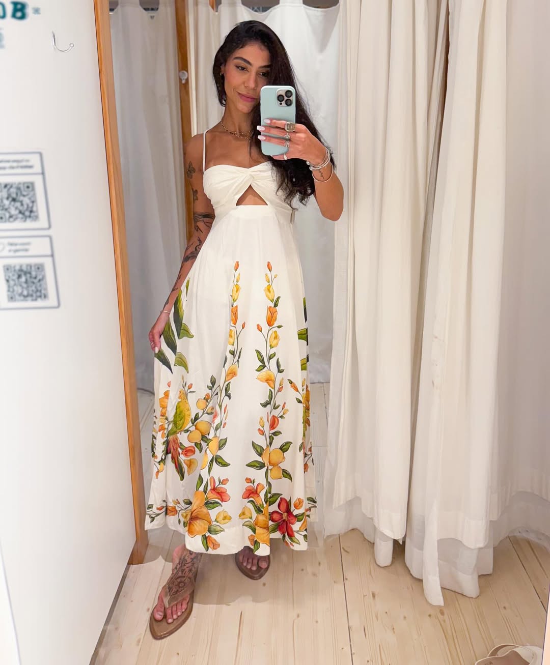 351623 | Vestido Cropped Sem Manga Estampado Bosque Chic