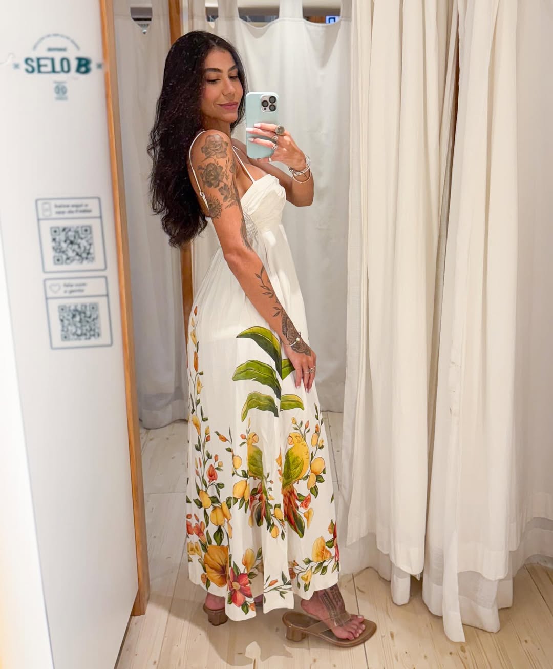 351623 | Vestido Cropped Sem Manga Estampado Bosque Chic