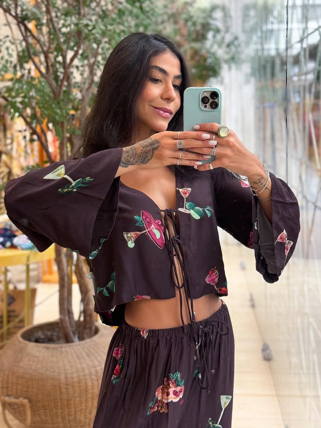 347141 | Conjunto Amarração Estampada Coquetel Tropical